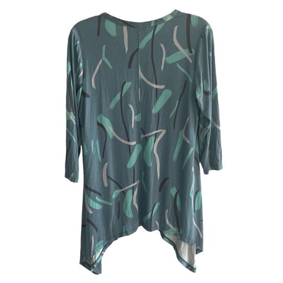 LOGO Lori Goldstein Blue Artsy Soft Tunic Top Blouse Women’s Size Small QVC - Picture 2 of 5